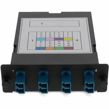 AddOn 4-Bay Cassette 12-Fiber MPO In, 4 LC Duplex Out, Single-mode Duplex OS2