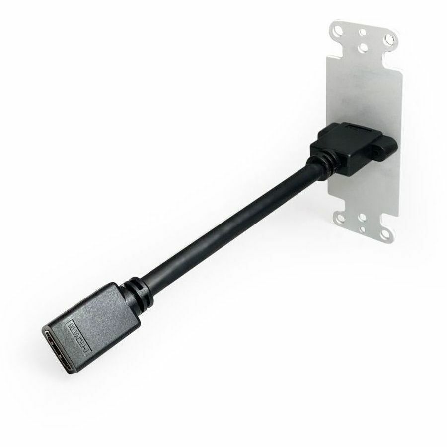 Comprehensive HDMI Pass-Through Single Gang Decorative Wall Plate with Pigtail - White