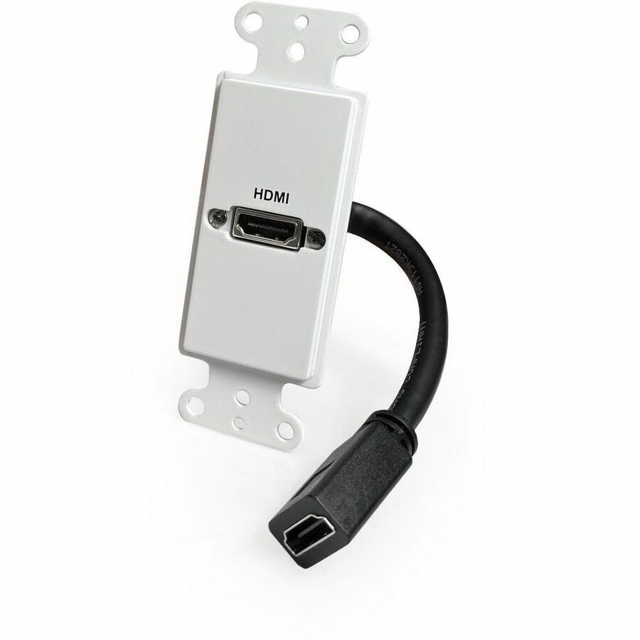Comprehensive HDMI Pass-Through Single Gang Decorative Wall Plate with Pigtail - White