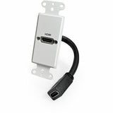 Comprehensive HDMI Pass-Through Single Gang Decorative Wall Plate with Pigtail - White