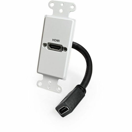 Comprehensive HDMI Pass-Through Single Gang Decorative Wall Plate with Pigtail - White