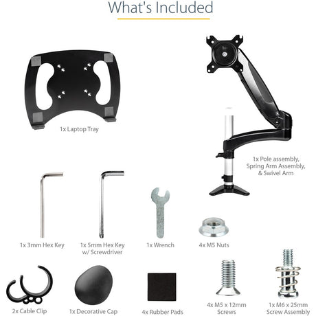 StarTech.com Desk Mount Laptop Arm, Full Motion Articulating Arm/Stand for Laptop or 34" (17.6lb/8kg) Monitor, VESA Mount Laptop Tray