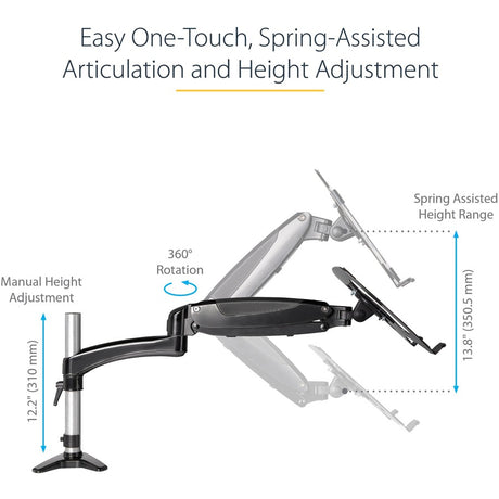 StarTech.com Desk Mount Laptop Arm, Full Motion Articulating Arm/Stand for Laptop or 34" (17.6lb/8kg) Monitor, VESA Mount Laptop Tray