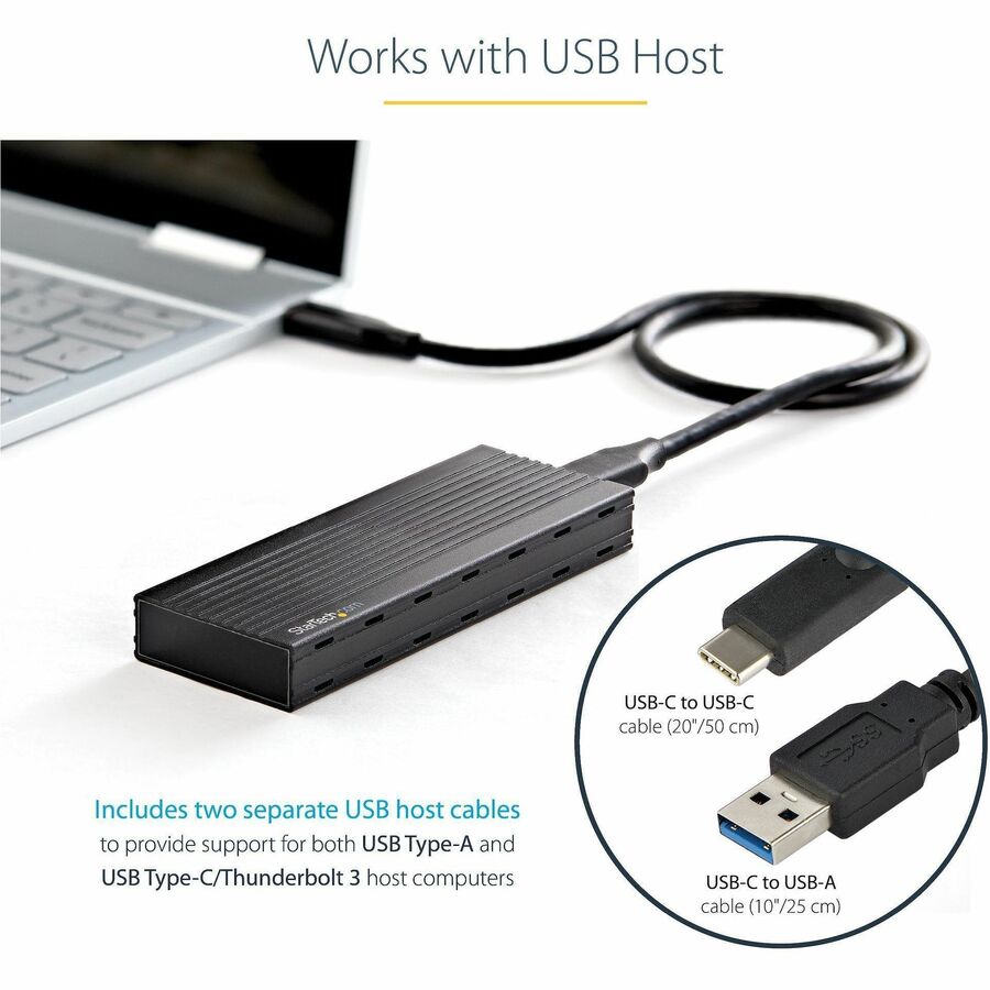 StarTech.com USB-C 10Gbps to M.2 NVMe or M.2 SATA SSD Enclosure, Portable M.2 PCIe/SATA SSD Aluminum Enclosure, USB-C & USB-A Host Cables