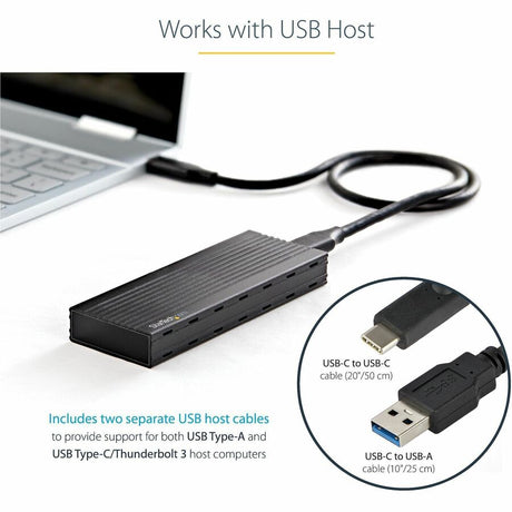 StarTech.com USB-C 10Gbps to M.2 NVMe or M.2 SATA SSD Enclosure, Portable M.2 PCIe/SATA SSD Aluminum Enclosure, USB-C & USB-A Host Cables