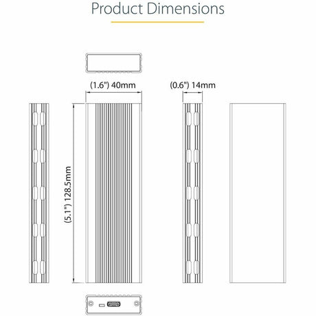 StarTech.com USB-C 10Gbps to M.2 NVMe or M.2 SATA SSD Enclosure, Portable M.2 PCIe/SATA SSD Aluminum Enclosure, USB-C & USB-A Host Cables