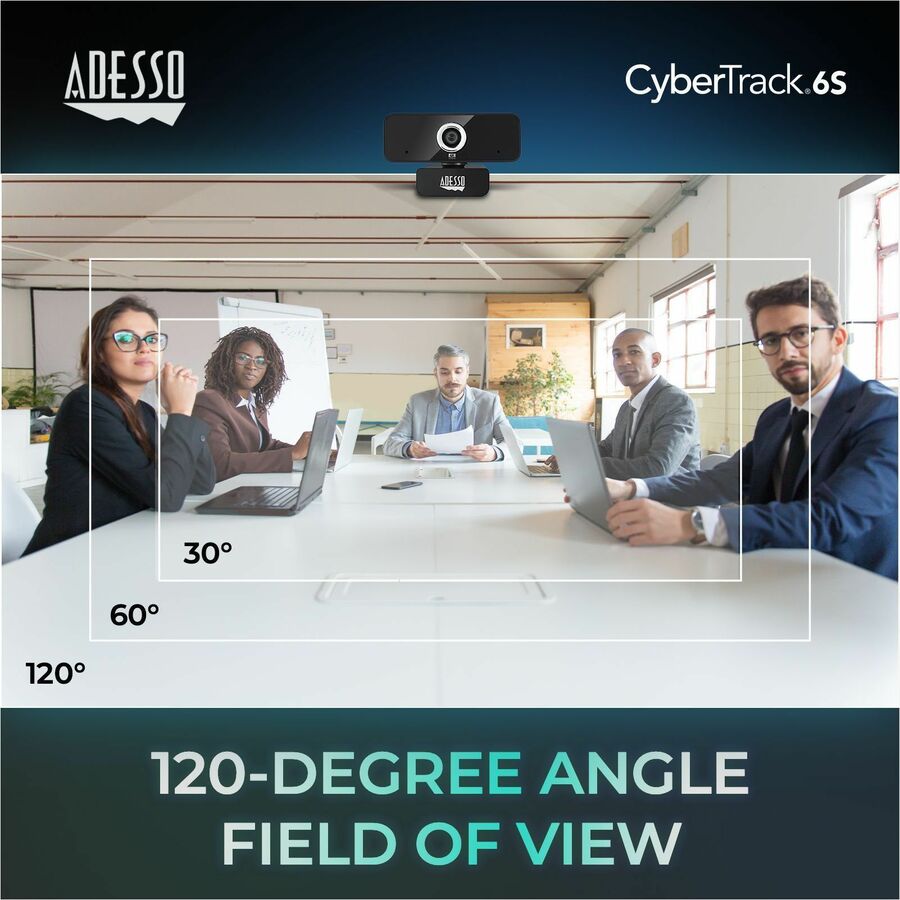 Adesso CyberTrack 6S Webcam - 8 Megapixel - 30 fps - USB 2.0 - TAA Compliant