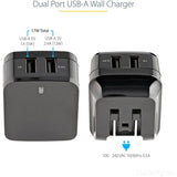 StarTech.com 2 Port USB Wall Charger, 17W Wall Charger Hub (2.4A & 1A port), Dual USB-A Power Adapter, Portable Charger for Phones/Tablets