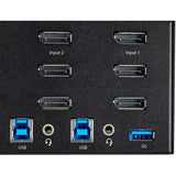 StarTech.com 2 Port Triple Monitor DisplayPort KVM Switch 4K 60Hz UHD HDR, DP 1.2 KVM Switch, 2-Pt USB 3.0 Hub, 4x USB HID, Audio, Hotkey