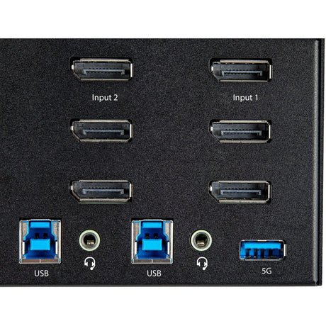 StarTech.com 2 Port Triple Monitor DisplayPort KVM Switch 4K 60Hz UHD HDR, DP 1.2 KVM Switch, 2-Pt USB 3.0 Hub, 4x USB HID, Audio, Hotkey