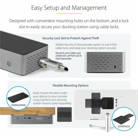 StarTech.com USB-C Dock, 4K 60Hz Quad Monitor DisplayPort & HDMI, Universal USB C Docking Station, 100W Power Delivery, USB Hub 1C/3A, GbE