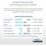 StarTech.com USB-C Dock, 4K 60Hz Quad Monitor DisplayPort & HDMI, Universal USB C Docking Station, 100W Power Delivery, USB Hub 1C/3A, GbE