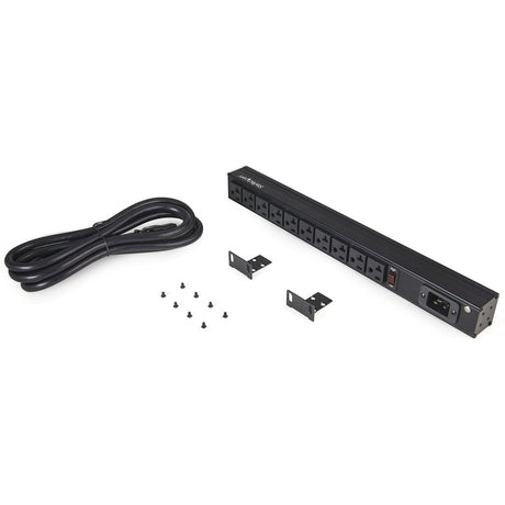 StarTech.com 10 Outlet Rack Mount Power Strip 125V/16 Amp, 1U Horizontal 19" Rackmount PDU, NEMA 5-20P Input, 10x NEMA 5-15/20R Outlets