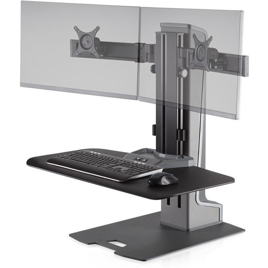 HAT Winston-E Sit-Stand Dual Monitor Mount w/ Compact Worksurface