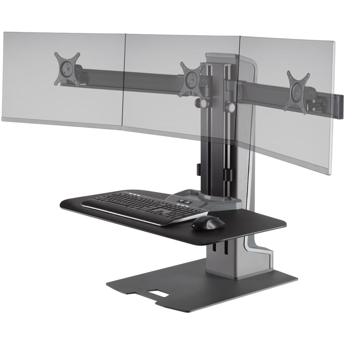 HAT Winston-E Sit-Stand Triple Monitor Mount w/ Compact Worksurface