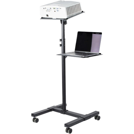 StarTech.com Mobile Projector and Laptop Stand/Cart, Heavy Duty Portable Projector Stand/Presentation Cart (22lb/shelf), Height Adjustable
