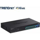 TRENDnet 10-Port Gigabit Web Smart PoE+ Switch with 8 Gigabit PoE+ Ports, 2 SFP Slots, 130W PoE Budget, VLAN, QoS, LACP, IPv4/IPv6 Static Routing, Black, TPE-1021WS