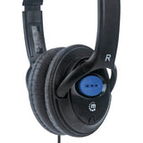 Manhattan Stereo Headset (Promo), Lightweight, adjustable microphone, in-line volume control, padded cloth ear cushions, two 3.5mm jack input plugs, cable 2m, Black, 3 year warranty, Box