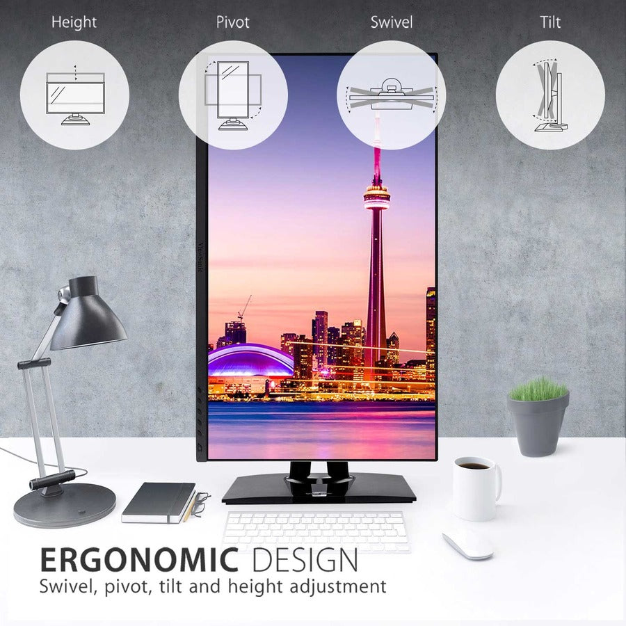 ViewSonic VP2756-4K 27 Inch 4K UHD IPS Ergonomic Monitor with Ultra-Thin Bezels, Color Accuracy, Pantone Validated, 60W USB C