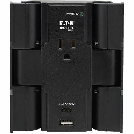Eaton Tripp Lite Series Safe-IT 5-Outlet Surge Protector, USB-A/USB-C Ports, 5-15P Direct Plug-In, 1050 Joules, Antimicrobial Protection, Black