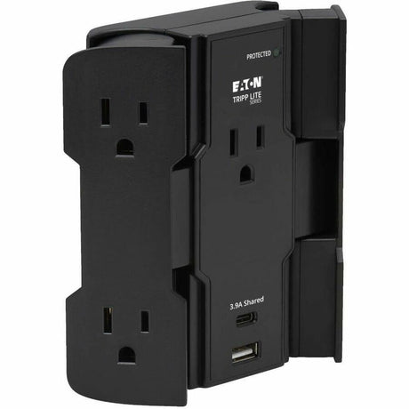 Eaton Tripp Lite Series Safe-IT 5-Outlet Surge Protector, USB-A/USB-C Ports, 5-15P Direct Plug-In, 1050 Joules, Antimicrobial Protection, Black
