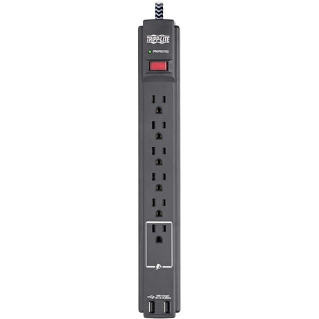 Eaton Tripp Lite Series Safe-IT 6-Outlet Surge Protector, 2 USB Charging Ports, 10 ft. Cord, 5-15P Plug, 990 Joules, Antimicrobial Protection, Black