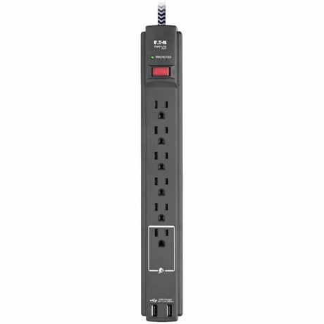 Eaton Tripp Lite Series Safe-IT 6-Outlet Surge Protector, 2 USB Charging Ports, 10 ft. Cord, 5-15P Plug, 990 Joules, Antimicrobial Protection, Black