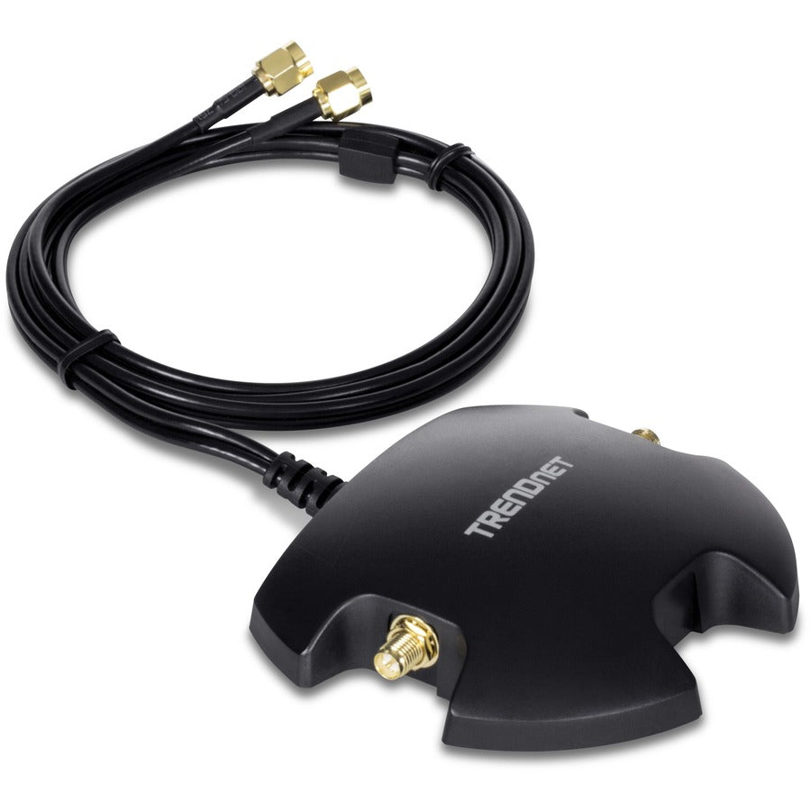 TRENDnet Magnetic Dual Antenna Mounting Base Stand RP-SMA Female with RP-SMA Male Extension Cable 1m (3.3 ft.), Black, TEW-LB101