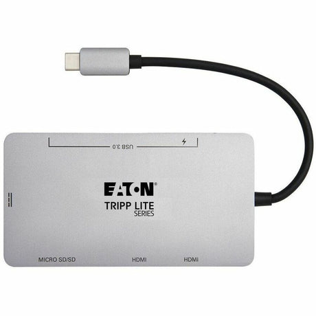 Eaton Tripp Lite Series USB-C Dock, Dual Display - 4K 60 Hz HDMI, USB 3.x (5Gbps) Hub Ports, Memory Card, 100W PD Charging, Gray