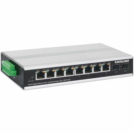 Intellinet Industrial 8-Port Gigabit Ethernet PoE+ Switch with 2 SFP Ports