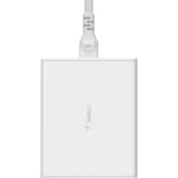 Belkin 108W 4-Port GaN Charger - 2xUSB-A, 2xUSB-C (108W Total) - 2m/6.6ft Power Cord - White