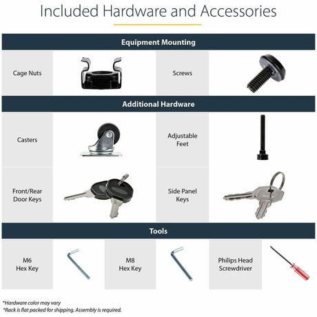 StarTech.com 4-Post 32U Server Rack Cabinet, 19" Data Rack Cabinet for Computer / IT Equipment, Home Network Rack, Half Height Server Rack