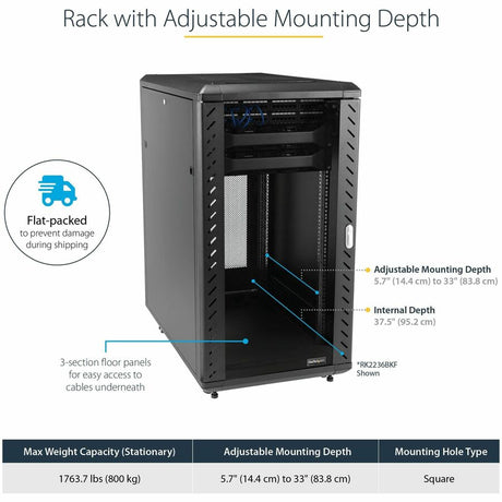 StarTech.com 4-Post 32U Server Rack Cabinet, 19" Data Rack Cabinet for Computer / IT Equipment, Home Network Rack, Half Height Server Rack