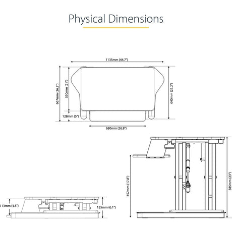 StarTech.com Corner Sit Stand Desk Converter with Keyboard Tray, Large Surface 35"x21" , Height Adjustable Ergonomic Tabletop Standing Desk