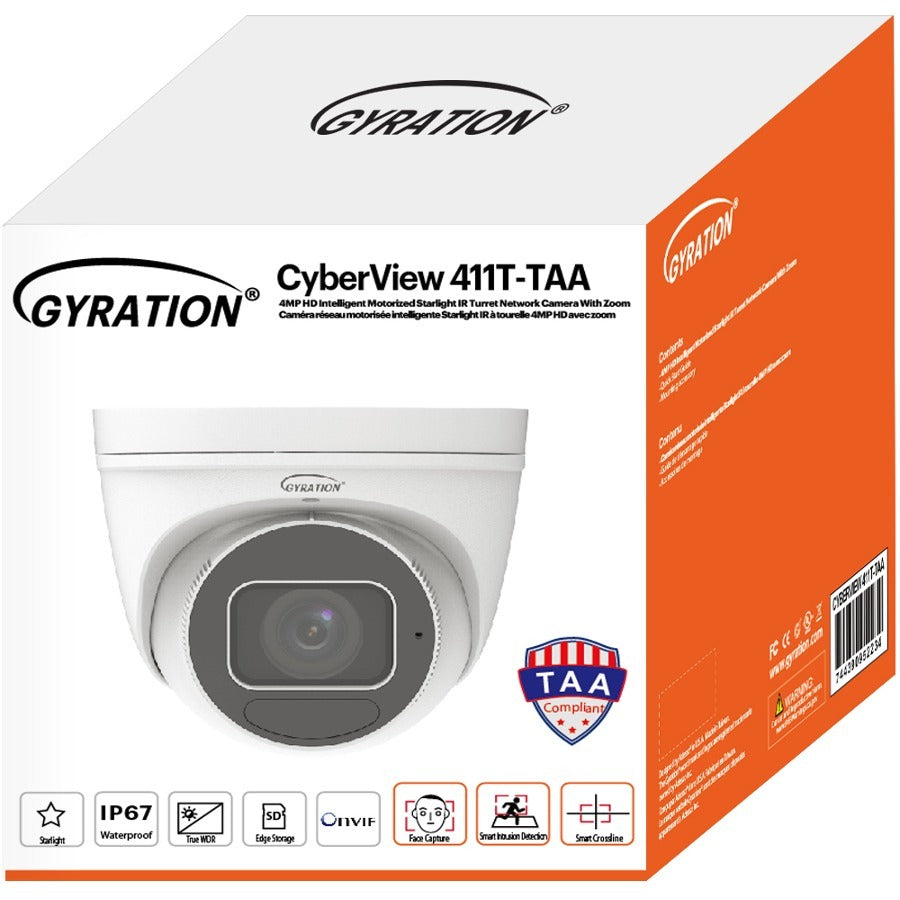 Gyration CYBERVIEW 411T-TAA 4 Megapixel Indoor/Outdoor HD Network Camera - Color - Turret - TAA Compliant