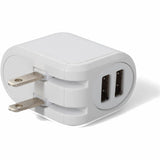 AddOn Wall Plug to 2x USB 2.0 (A) 5V at 2.4A Single port or 5V at 1A Dual port 12W total for US White
