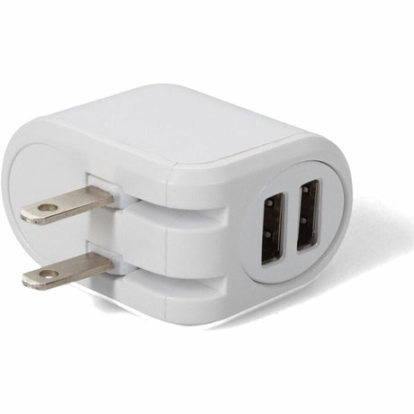 AddOn Wall Plug to 2x USB 2.0 (A) 5V at 2.4A Single port or 5V at 1A Dual port 12W total for US White