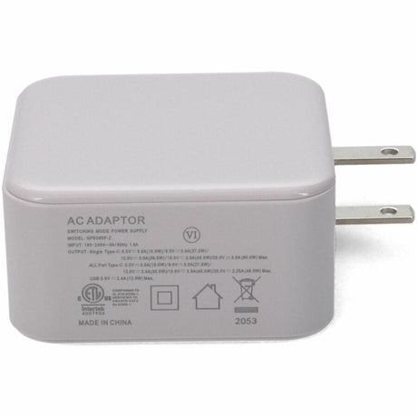 AddOn Wall Plug to USB 3.1 Type (C) 15V at 3A, or 20V at 3A 60W total for US White