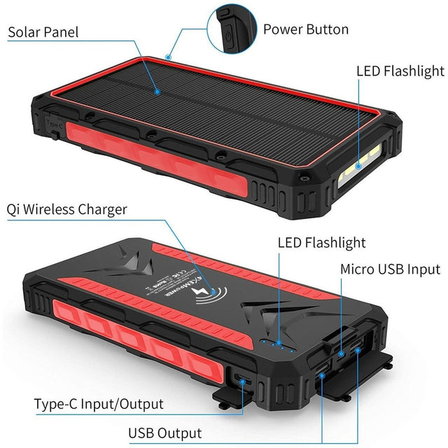20000MAH SOLAR CHARGER RED