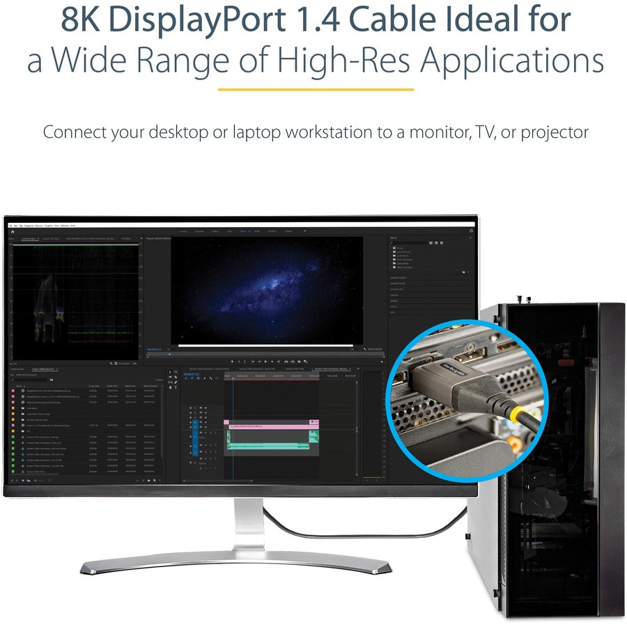 StarTech.com 13ft (4m) VESA Certified DisplayPort 1.4 Cable, 8K 60Hz HDR10, UHD 4K 120Hz Video, DP to DP Monitor Cord, DP 1.4 Cable, M/M