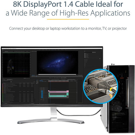 StarTech.com 13ft (4m) VESA Certified DisplayPort 1.4 Cable, 8K 60Hz HDR10, UHD 4K 120Hz Video, DP to DP Monitor Cord, DP 1.4 Cable, M/M
