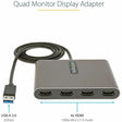StarTech.com USB 3.0 to Quad HDMI Adapter, USB to 4x HDMI Monitor Converter for Windows (no support for macOS/ChromeOS/Linux) - TAA