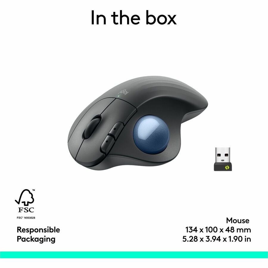 Logitech ERGO M575 Wireless Trackball Mouse for Business - Ergonomic Design, Logi Bolt, Bluetooth, Graphite
