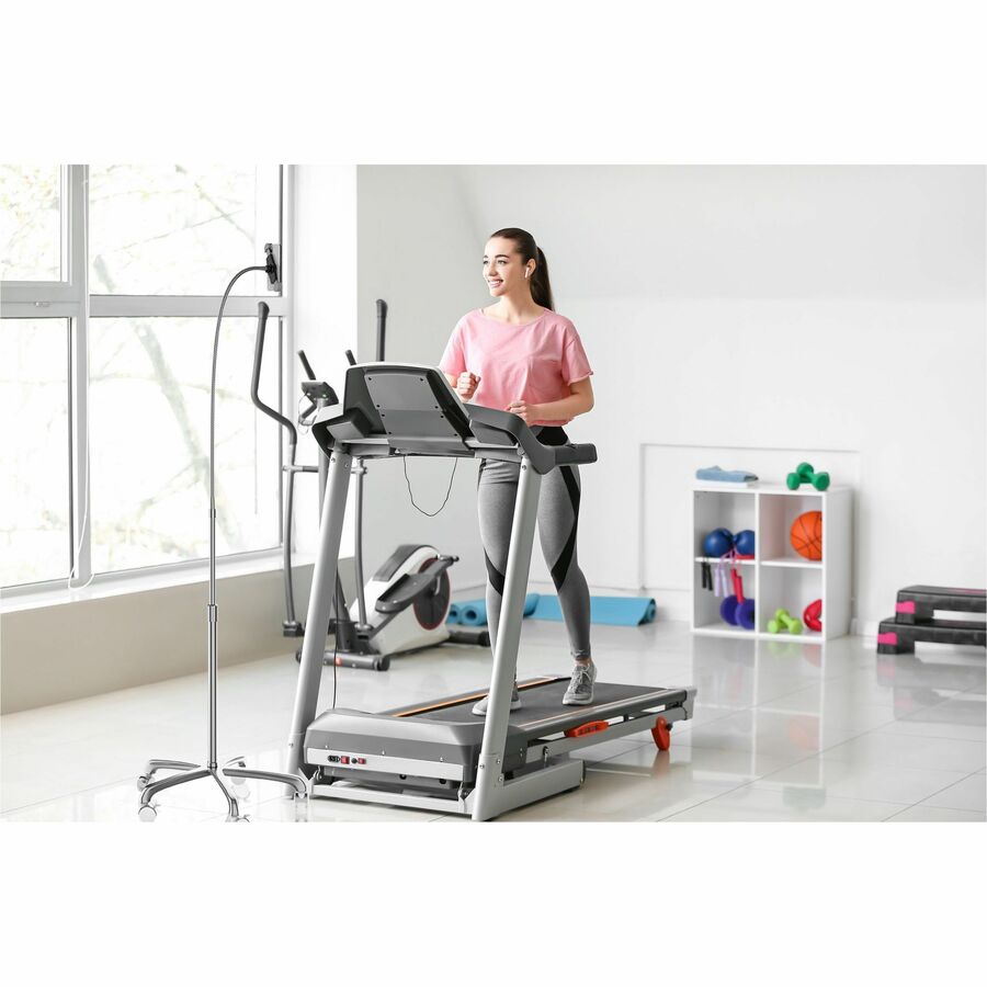 CTA Digital Heavy-Duty Rolling Floor Stand with Gooseneck and Phone Holder