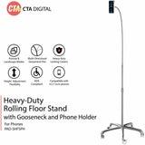 CTA Digital Heavy-Duty Rolling Floor Stand with Gooseneck and Phone Holder