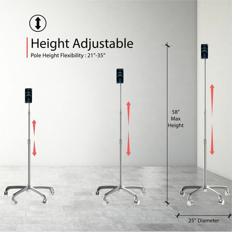 CTA Digital Heavy-Duty Rolling Floor Stand with Gooseneck and Phone Holder