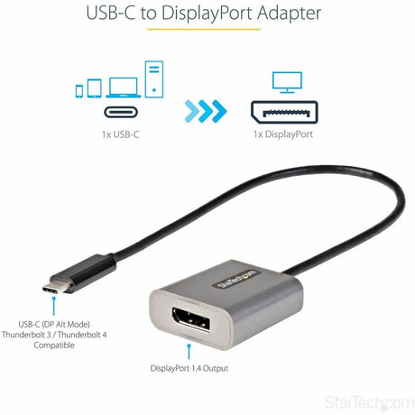 USB C to DisplayPort Adapter, 8K/4K 60Hz USB-C to DisplayPort 1.4 Adapter, DSC, USB Type-C to DP Video Converter, w/12" Cable