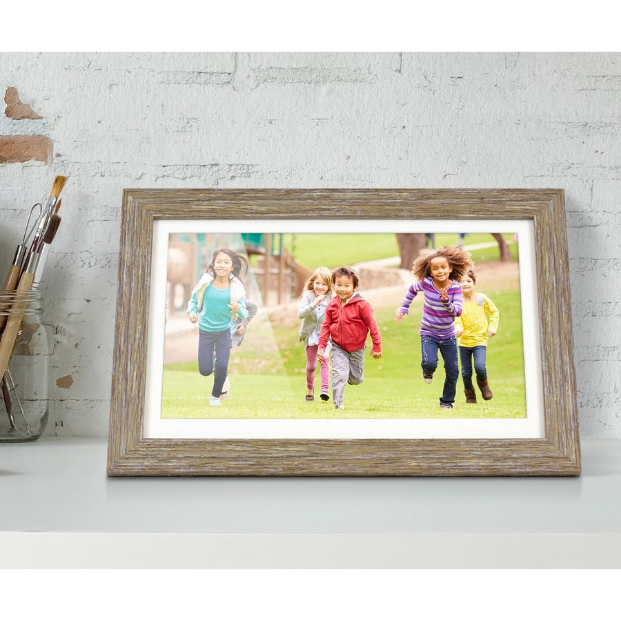 Aluratek 13.3" WiFi Touchscreen Distressed Wood Digital Photo Frame