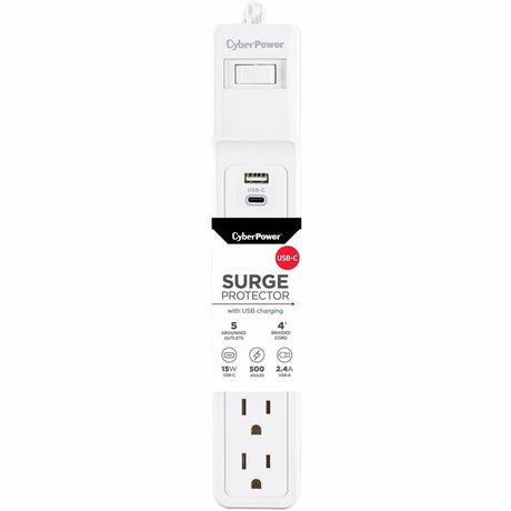 CyberPower P504UC Home Office 5 - Outlet Surge Protector with 500 J Surge Suppression