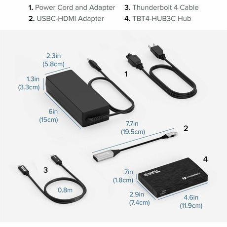 Plugable Thunderbolt 4 Hub, 4-in-1 Pure USB-C Design, Includes USB-C to 4K HDMI Adapter, Laptop Charging